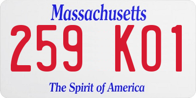 MA license plate 259KO1