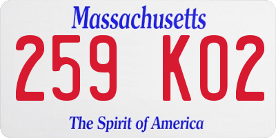 MA license plate 259KO2