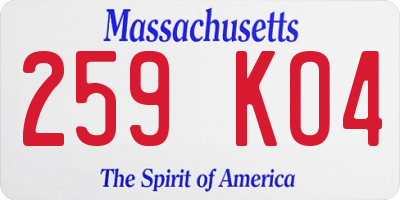 MA license plate 259KO4