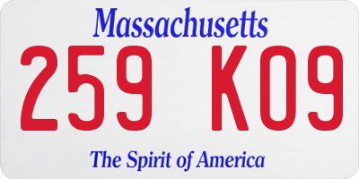 MA license plate 259KO9