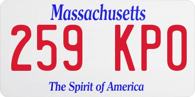 MA license plate 259KP0