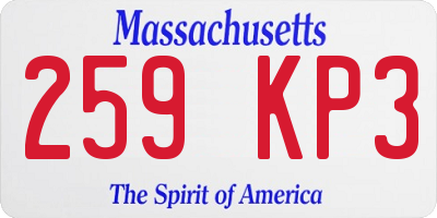 MA license plate 259KP3