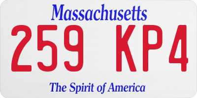 MA license plate 259KP4