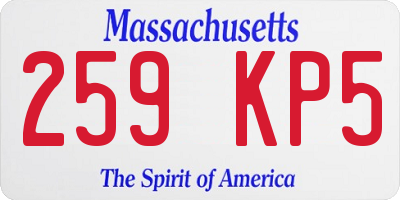 MA license plate 259KP5