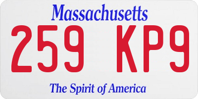 MA license plate 259KP9