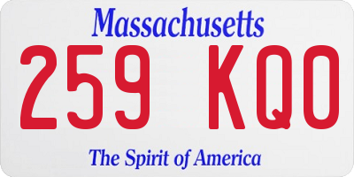 MA license plate 259KQ0