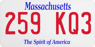 MA license plate 259KQ3