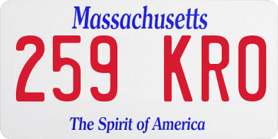 MA license plate 259KR0