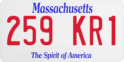 MA license plate 259KR1