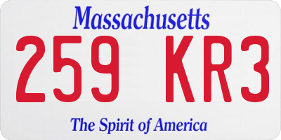 MA license plate 259KR3