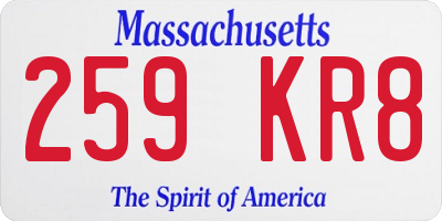 MA license plate 259KR8