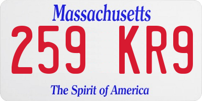 MA license plate 259KR9