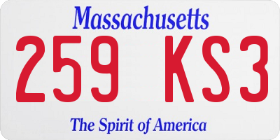 MA license plate 259KS3