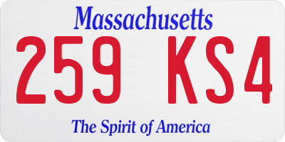 MA license plate 259KS4
