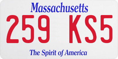 MA license plate 259KS5