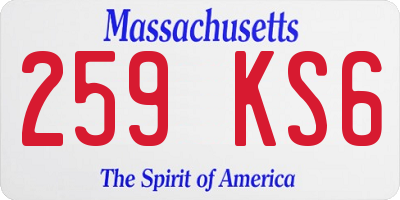 MA license plate 259KS6