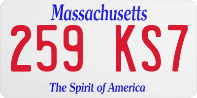 MA license plate 259KS7