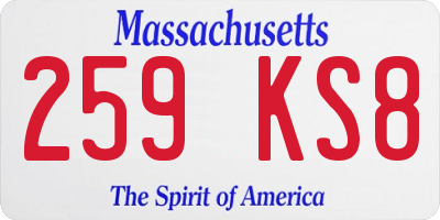 MA license plate 259KS8