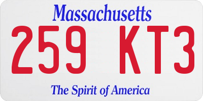 MA license plate 259KT3