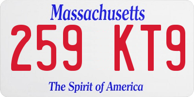 MA license plate 259KT9