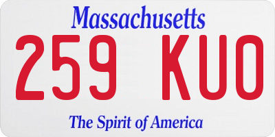 MA license plate 259KU0