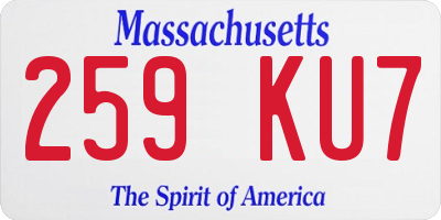 MA license plate 259KU7