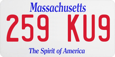 MA license plate 259KU9