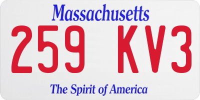 MA license plate 259KV3