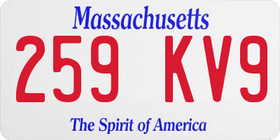 MA license plate 259KV9