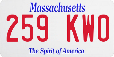 MA license plate 259KW0
