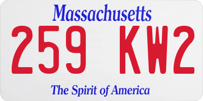 MA license plate 259KW2