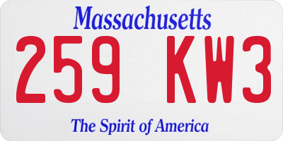 MA license plate 259KW3