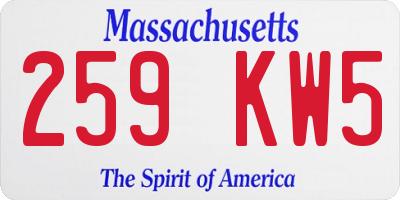 MA license plate 259KW5
