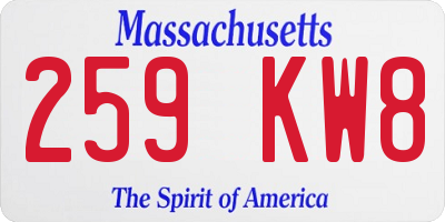 MA license plate 259KW8