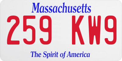 MA license plate 259KW9