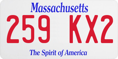 MA license plate 259KX2