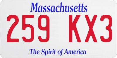 MA license plate 259KX3