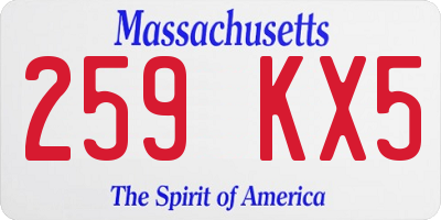 MA license plate 259KX5