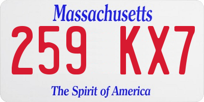 MA license plate 259KX7