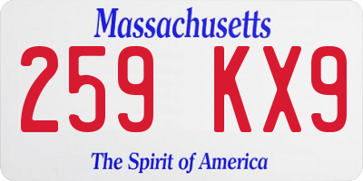 MA license plate 259KX9
