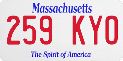 MA license plate 259KY0