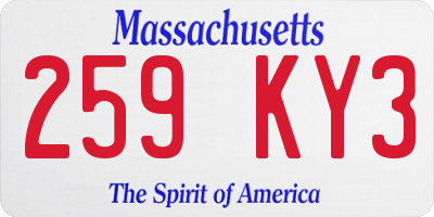 MA license plate 259KY3
