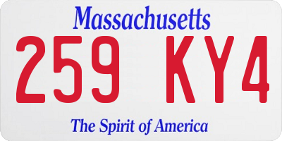MA license plate 259KY4