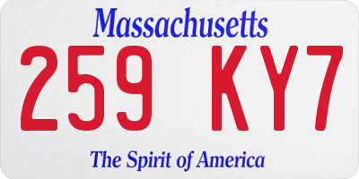 MA license plate 259KY7