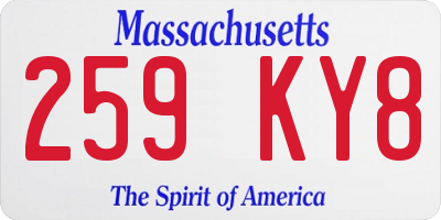 MA license plate 259KY8