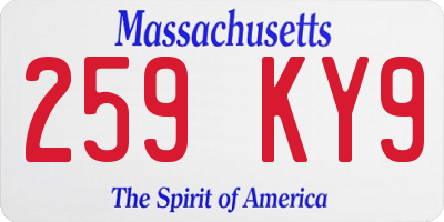 MA license plate 259KY9