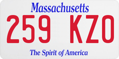 MA license plate 259KZ0