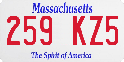 MA license plate 259KZ5