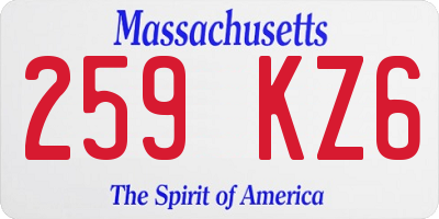 MA license plate 259KZ6