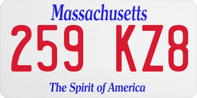 MA license plate 259KZ8